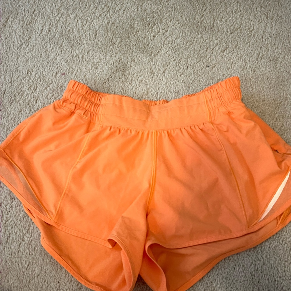 orange lululemon shorts size 4